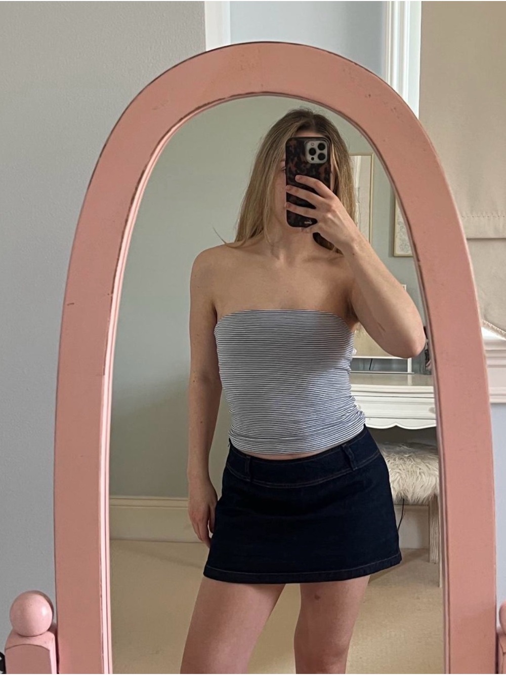 Brandy Melville Blue & White Stripe Tube Top
